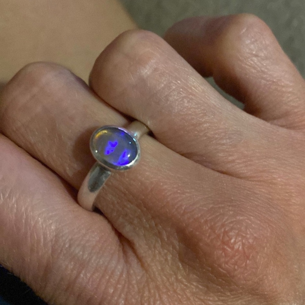 Genuine Australian Lightning Ridge sterling silver ring size 7.25